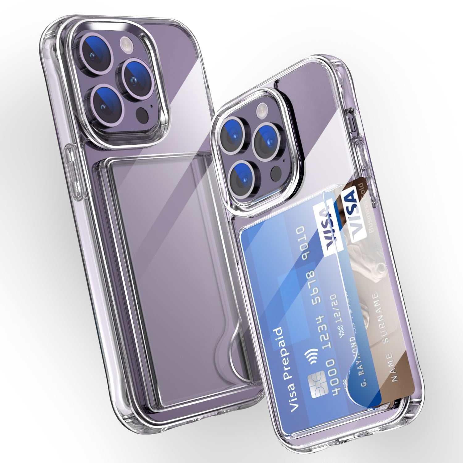 For iPhone 13 Pro Max Card Holder Clear Phone Case Anti-drop Corner TPU + Acrylic Cover For iPhone 13 Pro Max Card Holder Clear Phone Case Anti-drop Corner TPU + Acrylic Cover